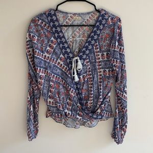 Hollister long sleeve faux wrap top
